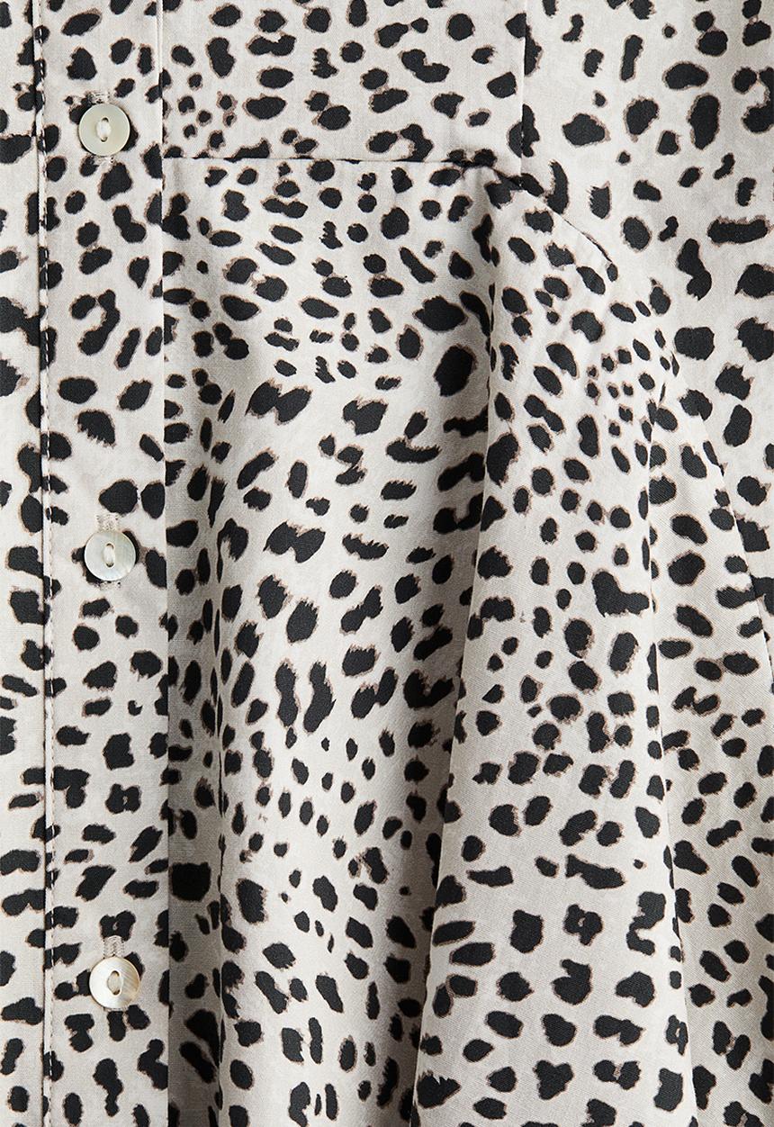 H&M - Button-front cotton dress - white & leopard print