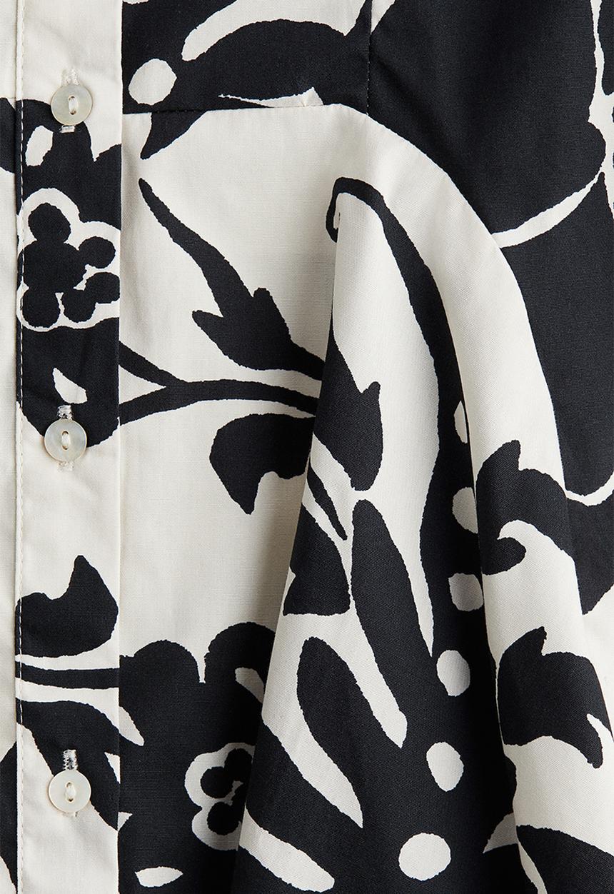 H&M - Button-front cotton dress - white patterned