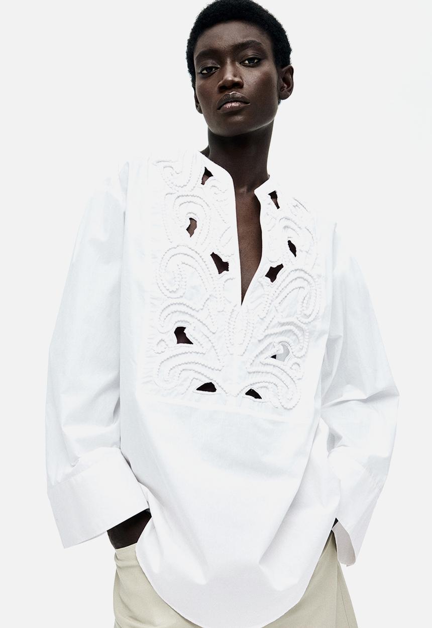 H&M - Broderie anglaise blouse - white