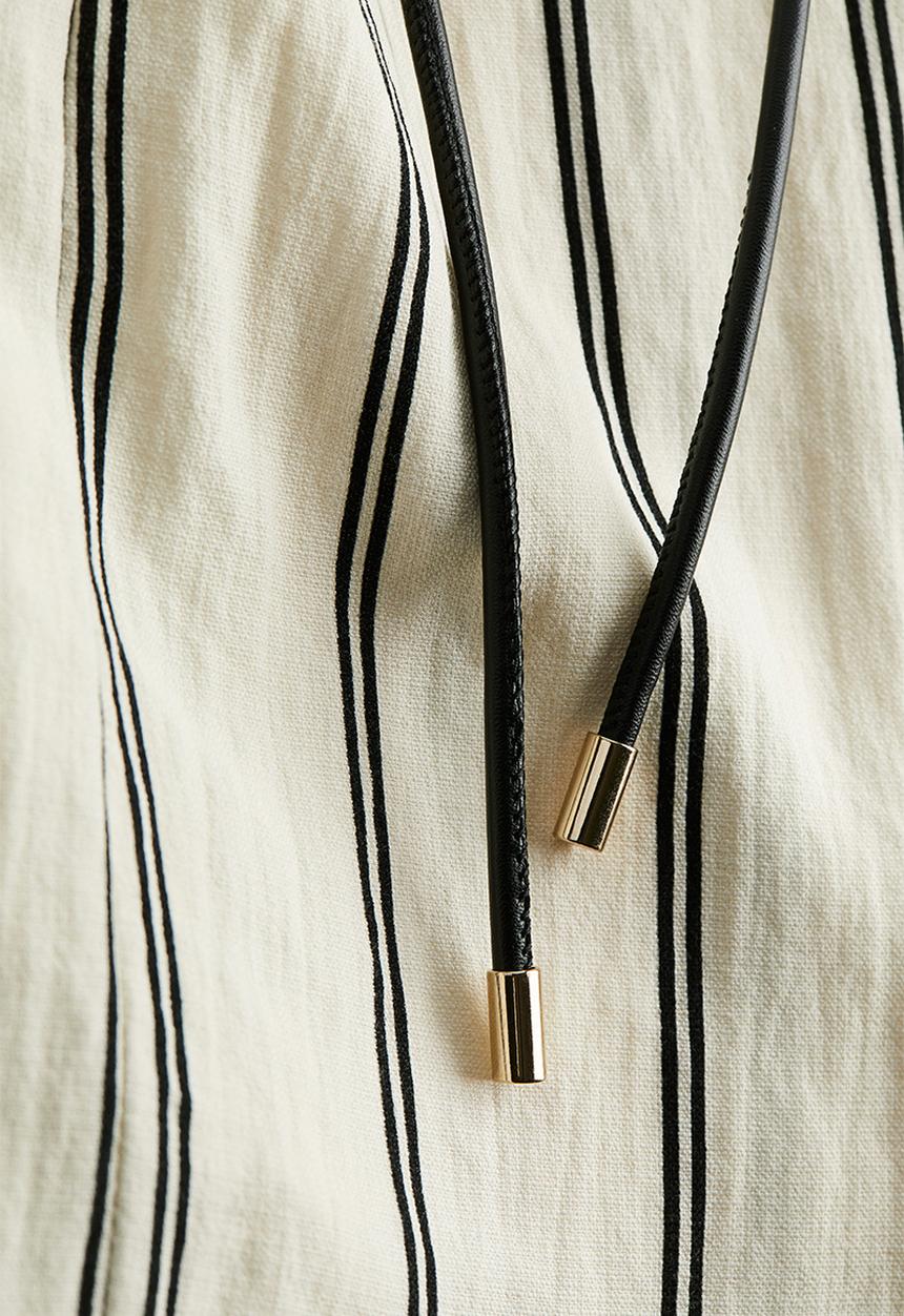 H&M - Tie-belt wrap dress - cream/black striped