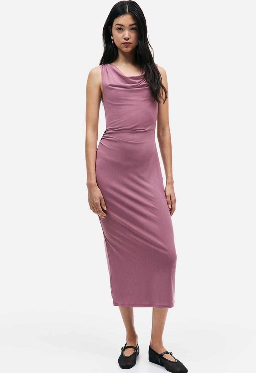 H&M - Draped midi dress - dusty pink