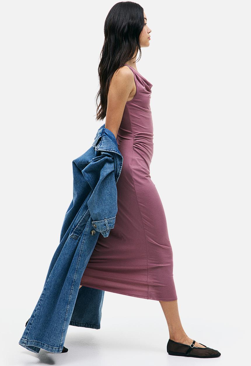 H&M - Draped midi dress - dusty pink
