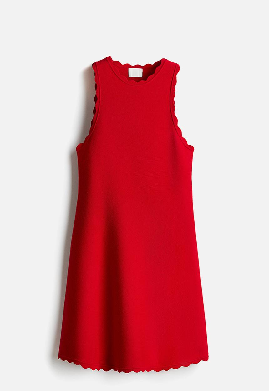 H&M - Scalloped mini dress - red