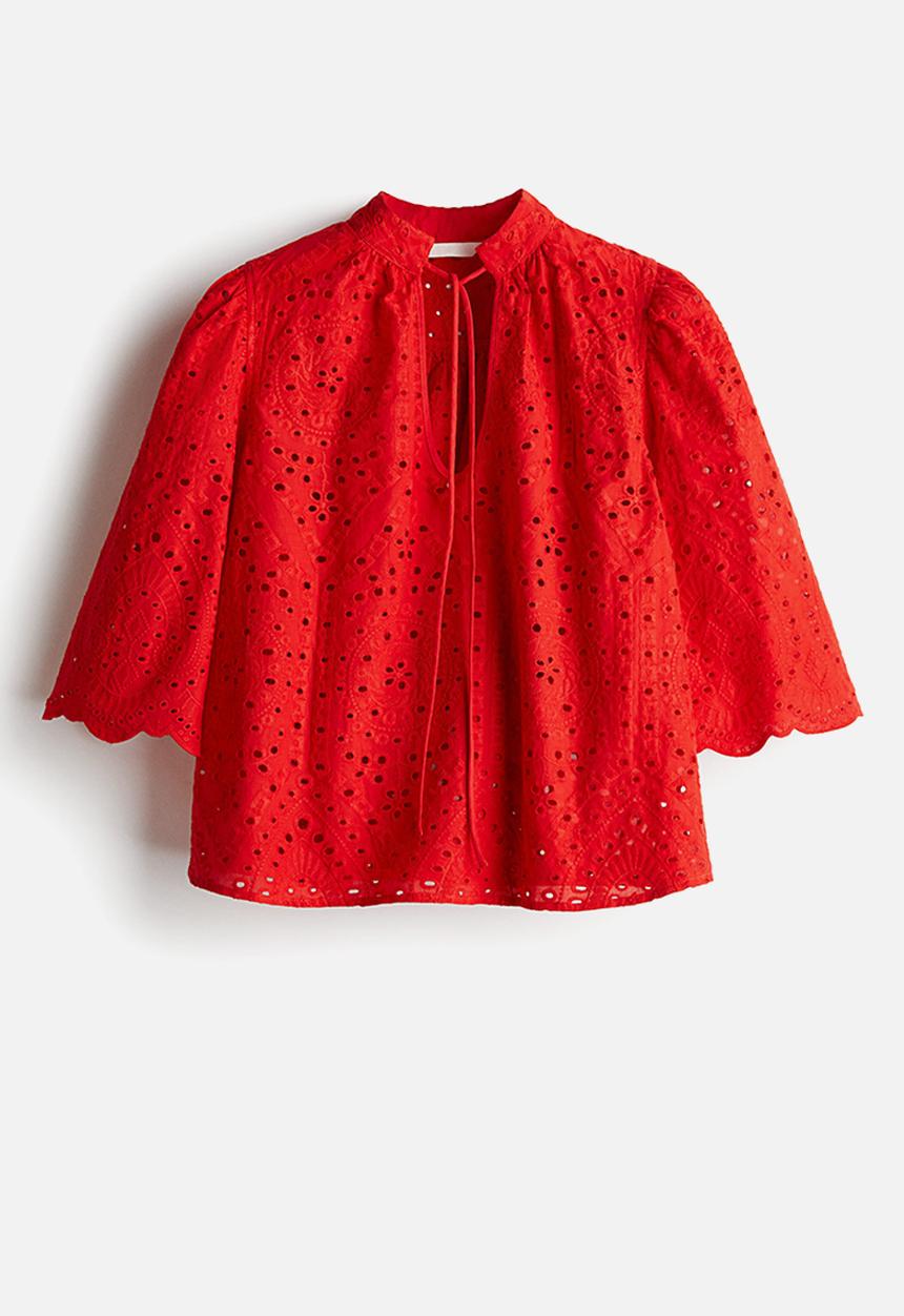 H&M - Broderie anglaise blouse - red