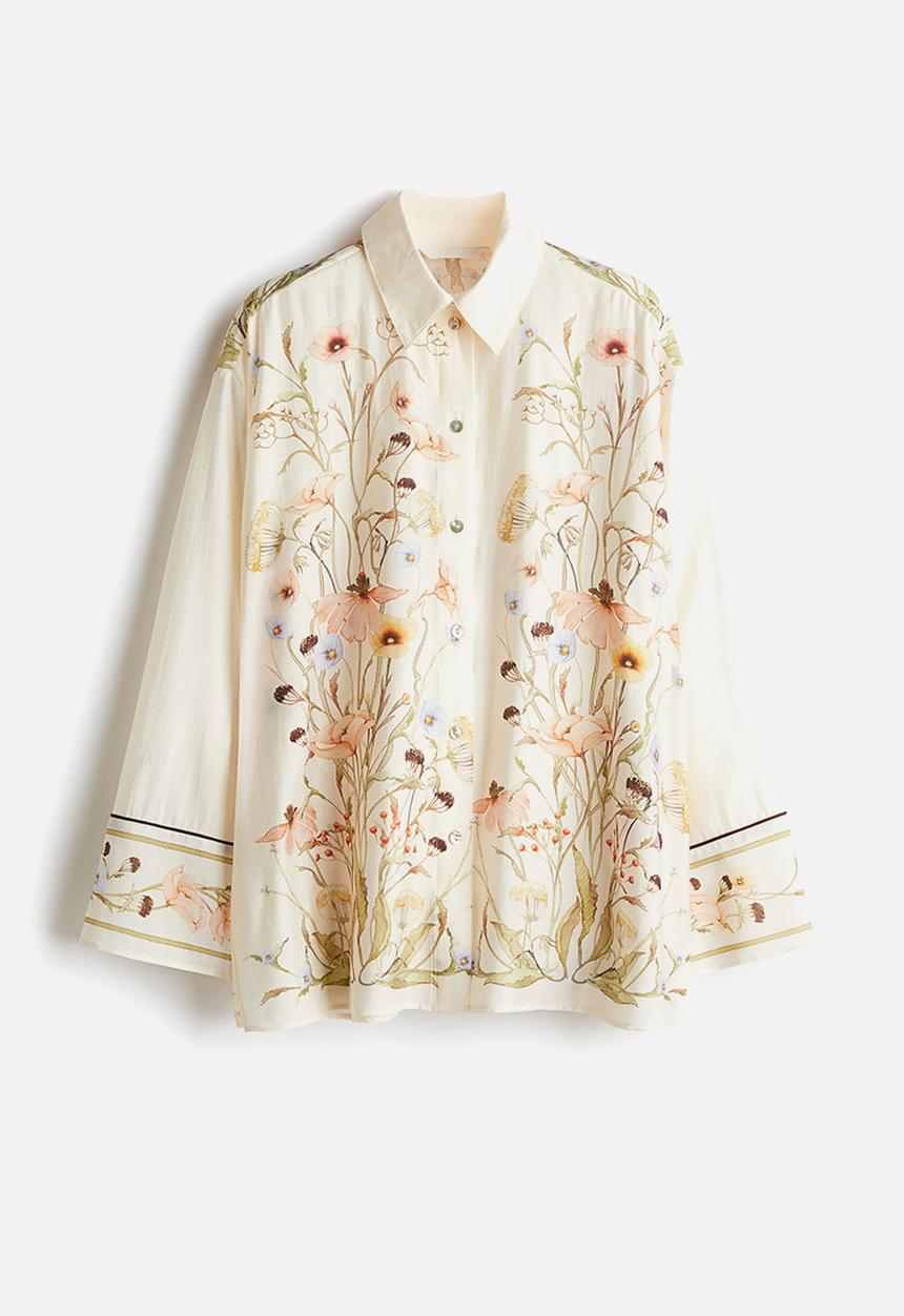 H&M - Floral-motif shirt - multi,white
