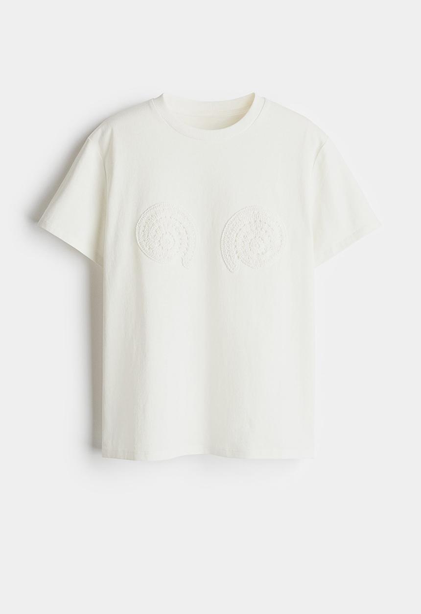 H&M - Motif-detail T-shirt - white seashells