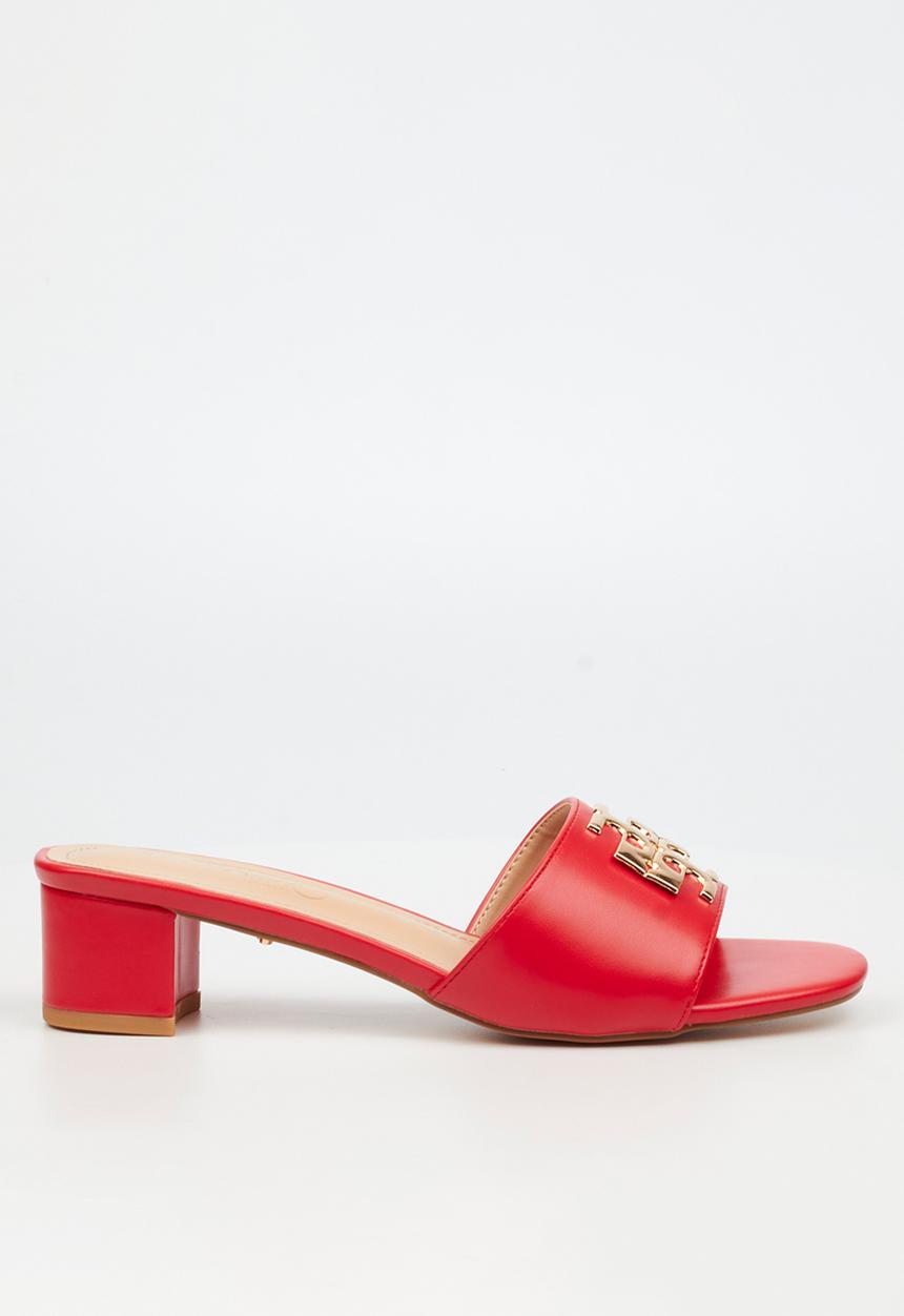 Miss Black - Bina 1 block heel mule - red