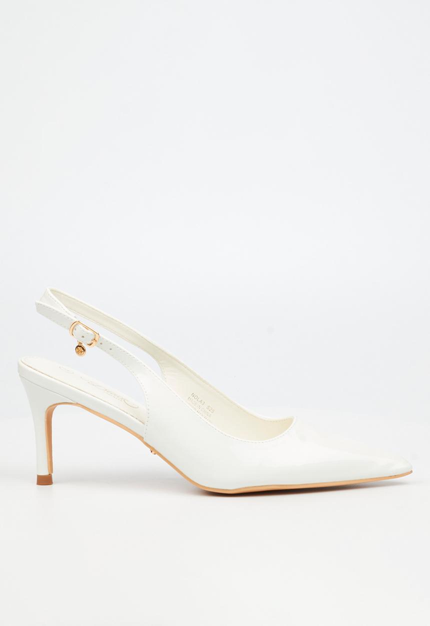 Miss Black - Nola 3 slingback low heel - white