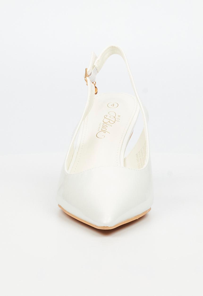 Miss Black - Nola 3 slingback low heel - white