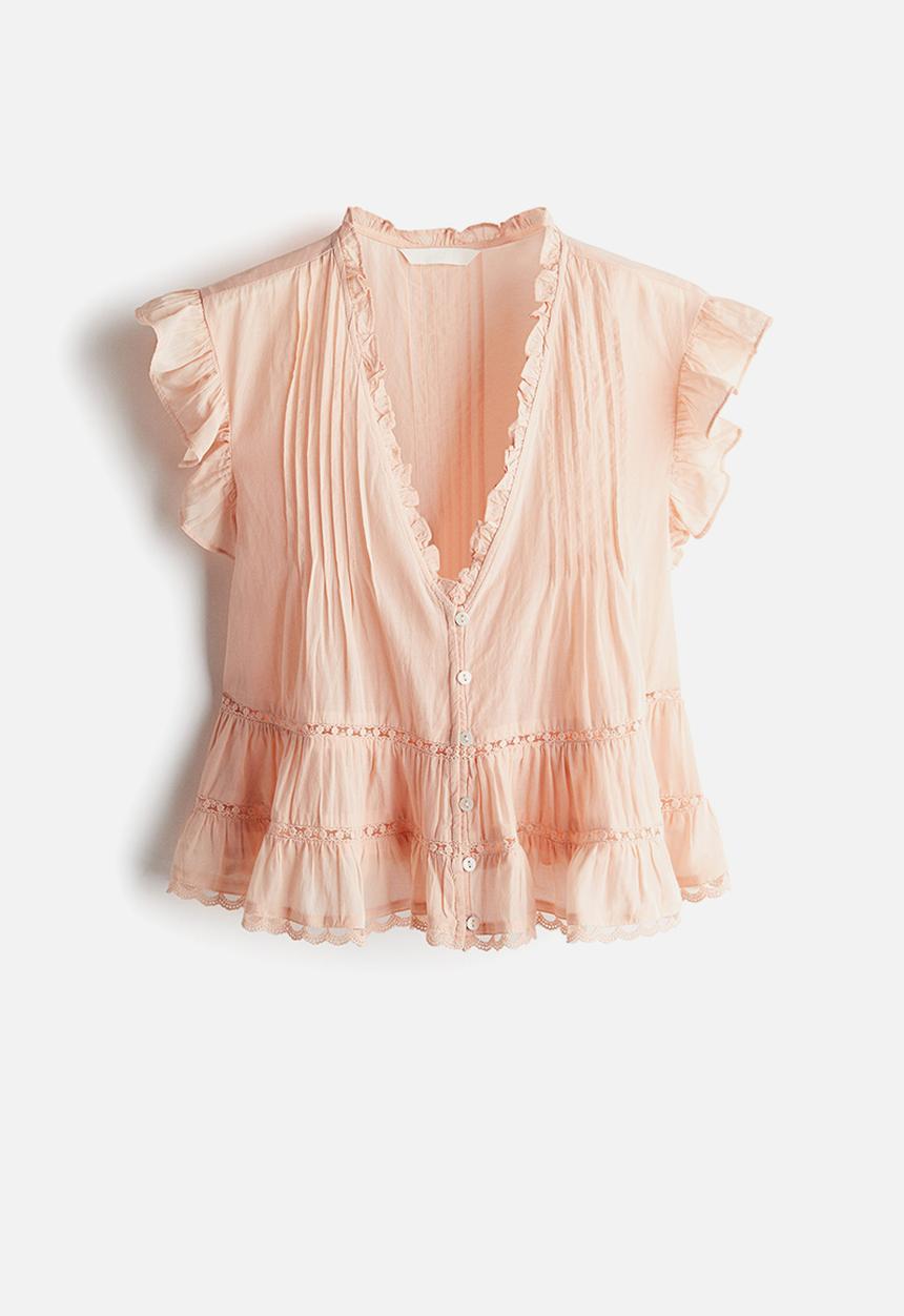 H&M - Pintucked blouse - peach pink