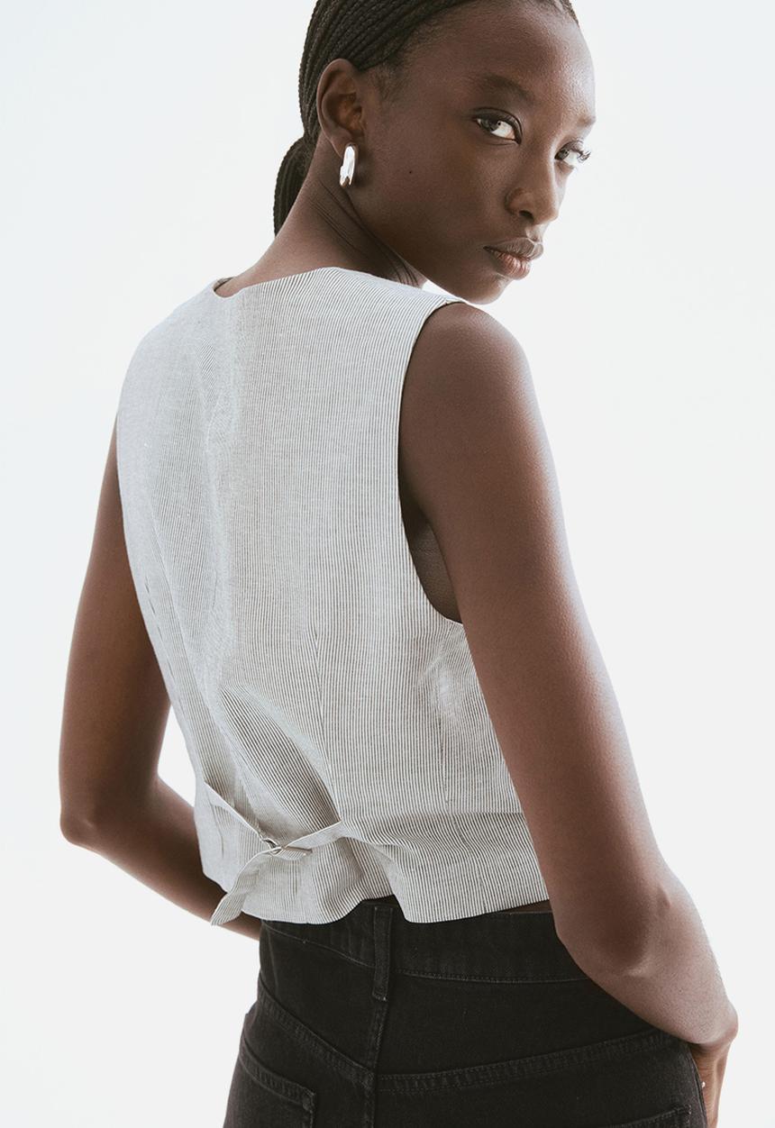 H&M - Tailored suit waistcoat - white/black striped 