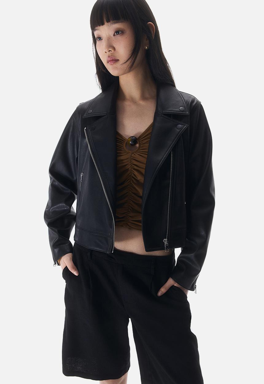 H&M - Short biker jacket - black