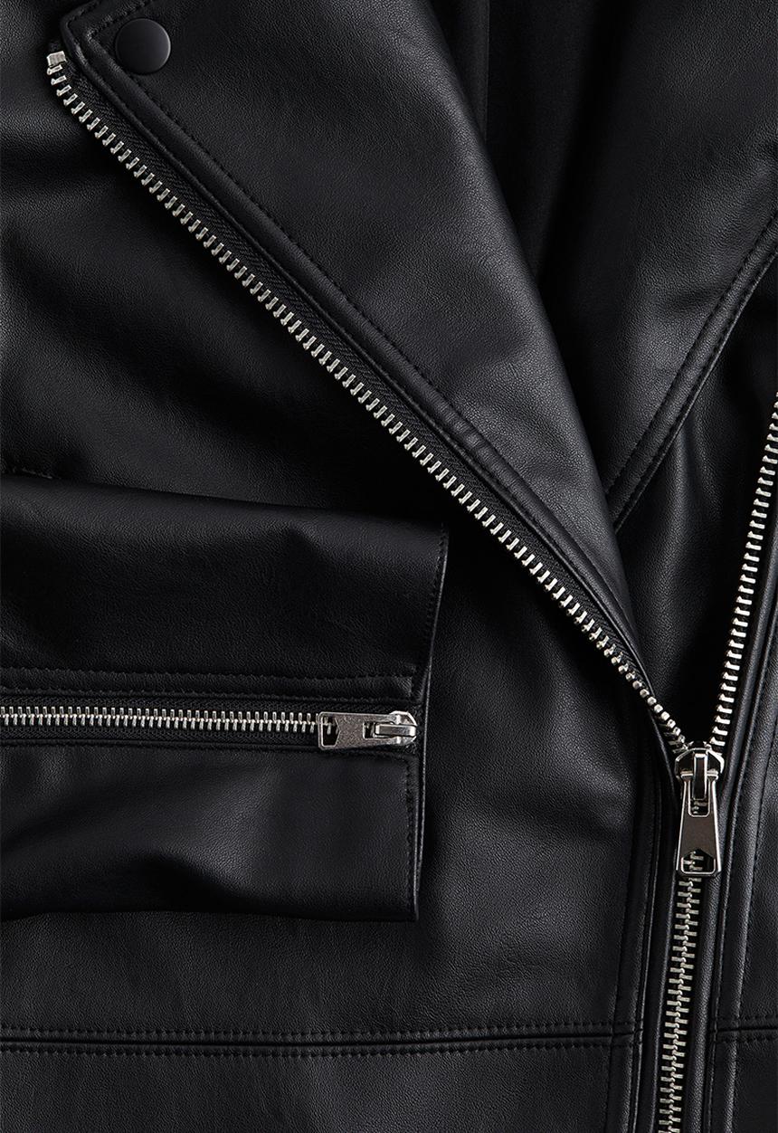 H&M - Short biker jacket - black