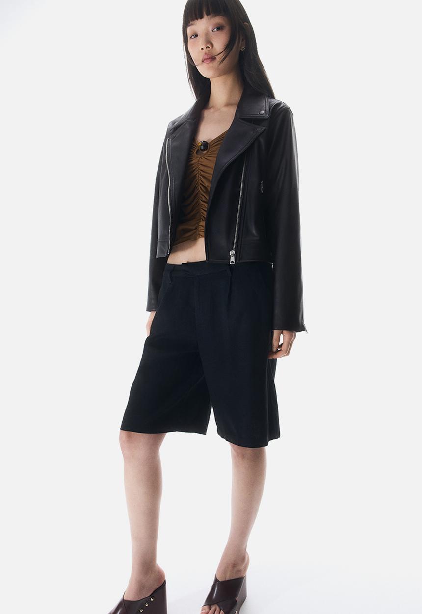 H&M - Short biker jacket - black