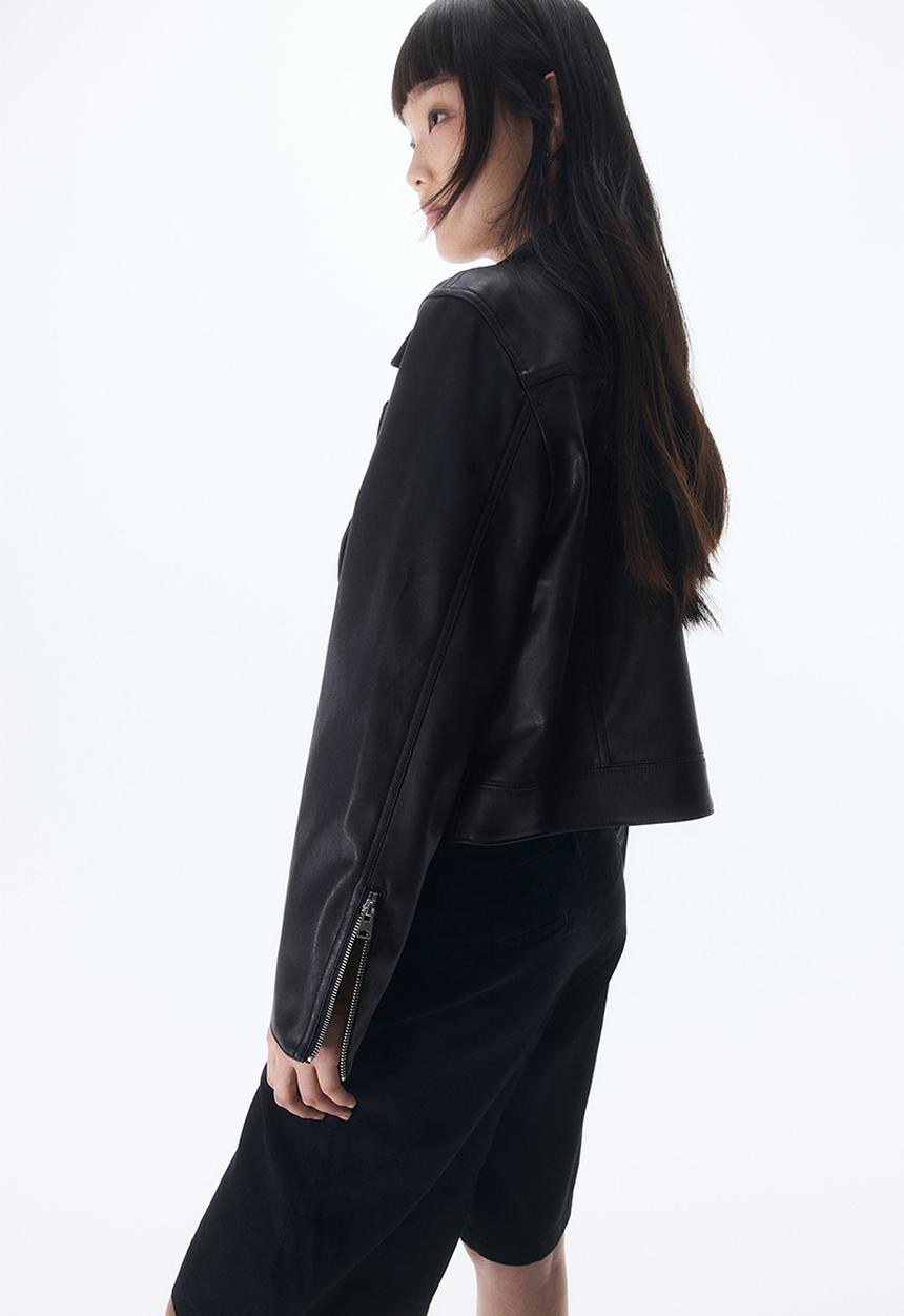 H&M - Short biker jacket - black