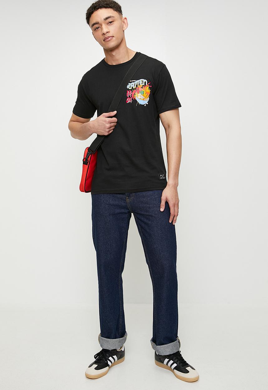 Brave Soul - Ramen Print T-Shirts - Jet Black