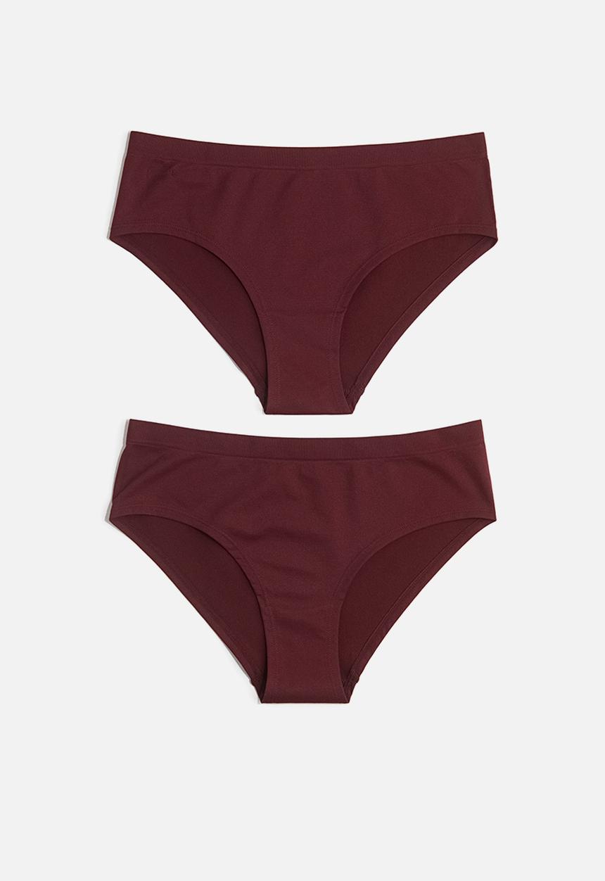 H&M - 2-pack seamless hipster briefs - burgundy