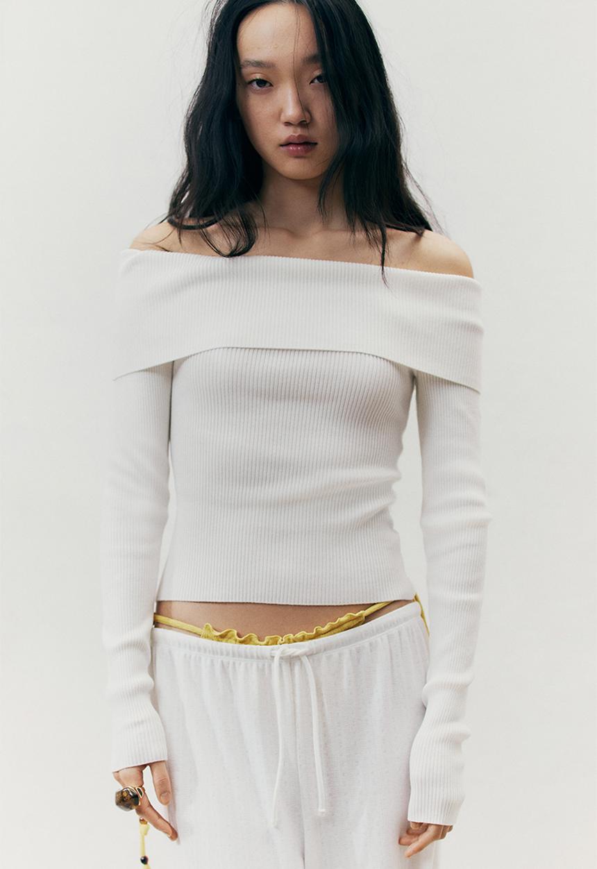 H&M - Wide drawstring trousers - white
