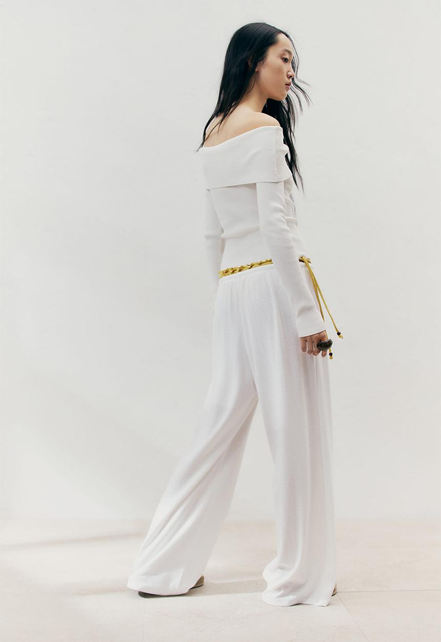 H&M - Wide drawstring trousers - white