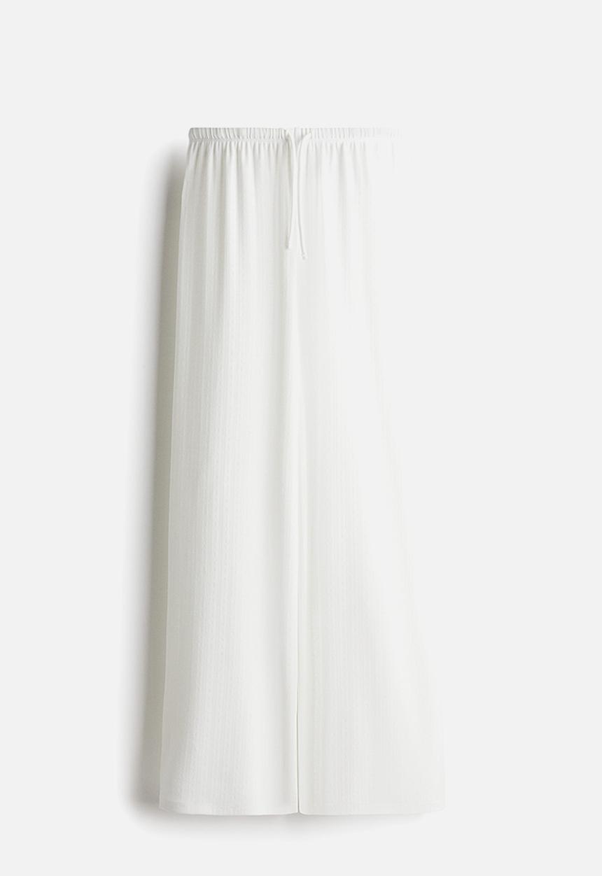 H&M - Wide drawstring trousers - white