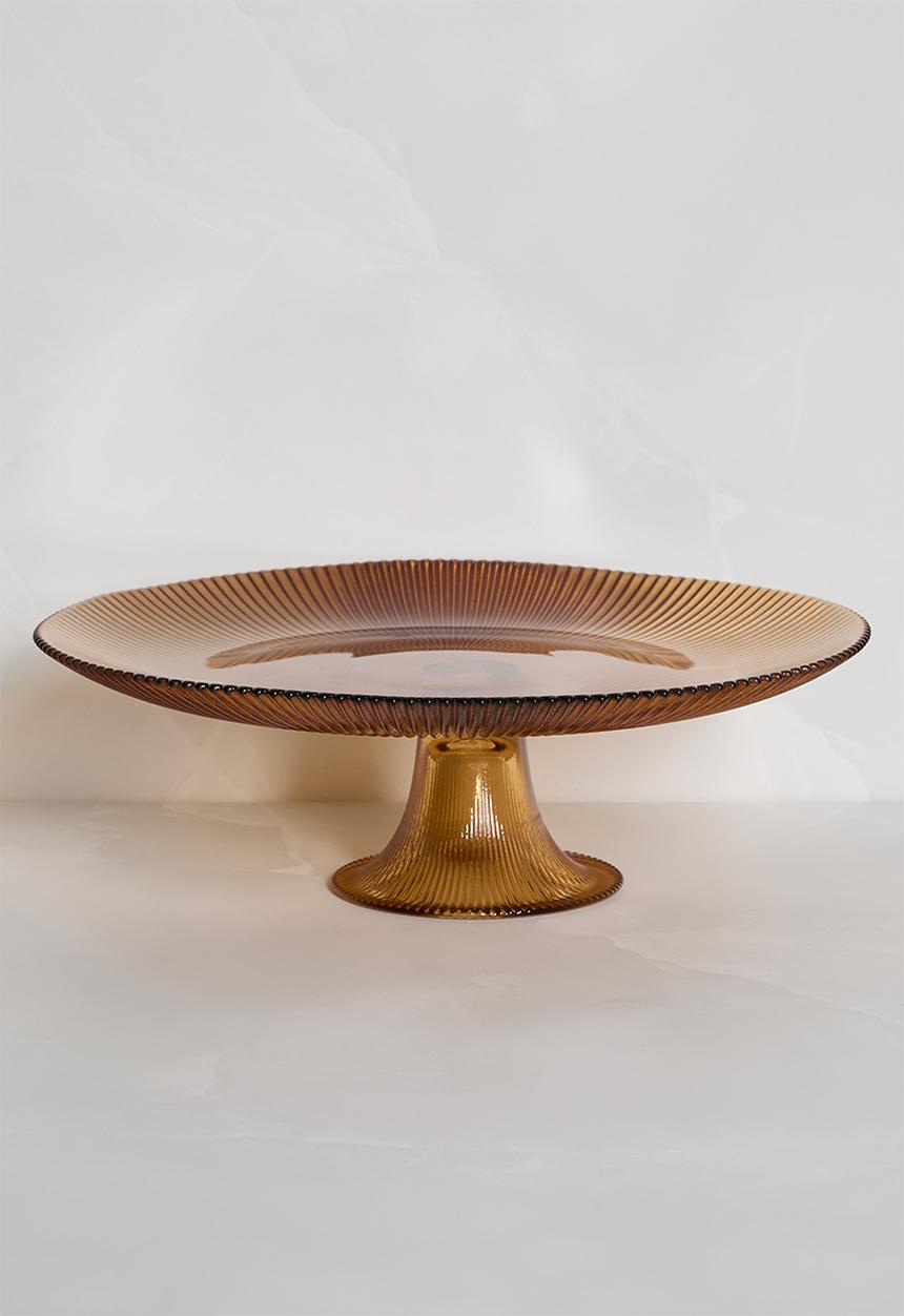 Excellent Houseware - Keke glass cake stand - Amber