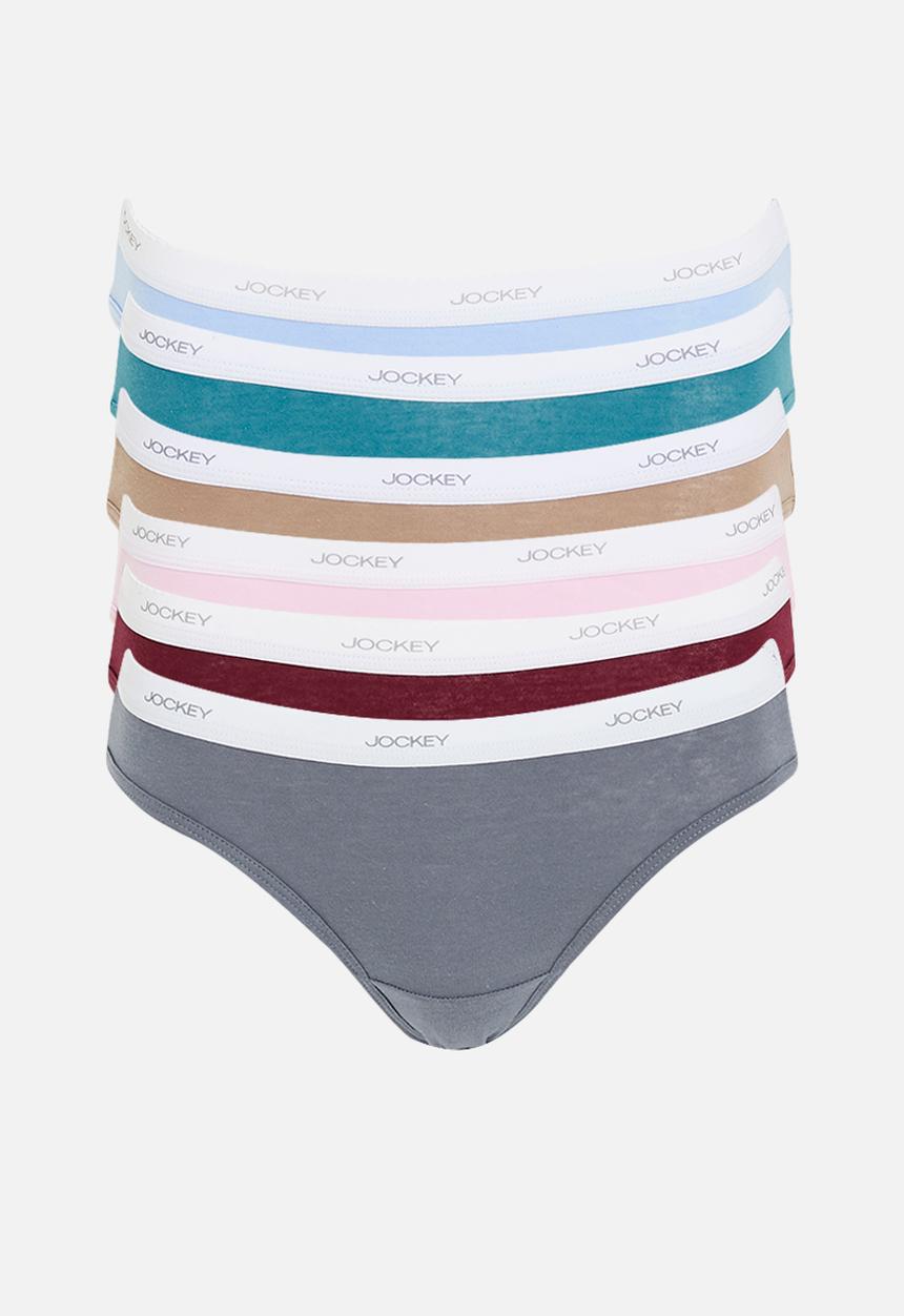 Jockey - 6 pk value plain bikini - grisalle / purple potion / musk / cappucinoliquid blue / mosiac
