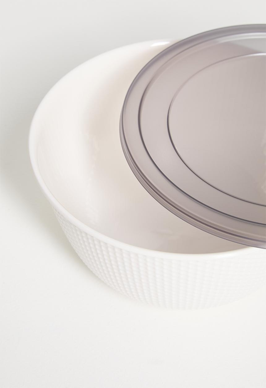 Excellent Houseware - Embossed nested food storage - cream