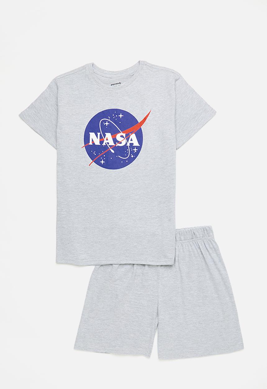 Pop Candy - Nasa placement print pj set - grey/multi