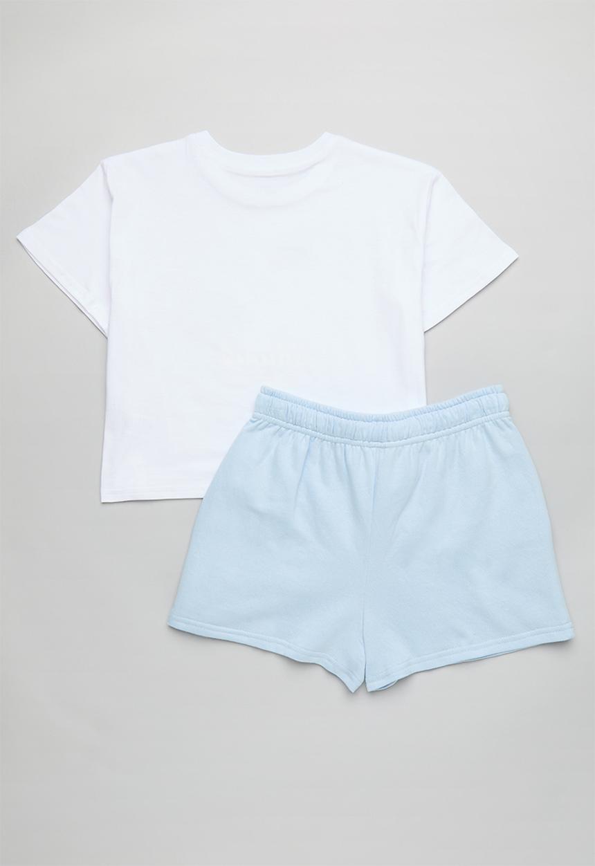 Pop Candy - Limone amalfi coast placement print tee & shorts - white/blue