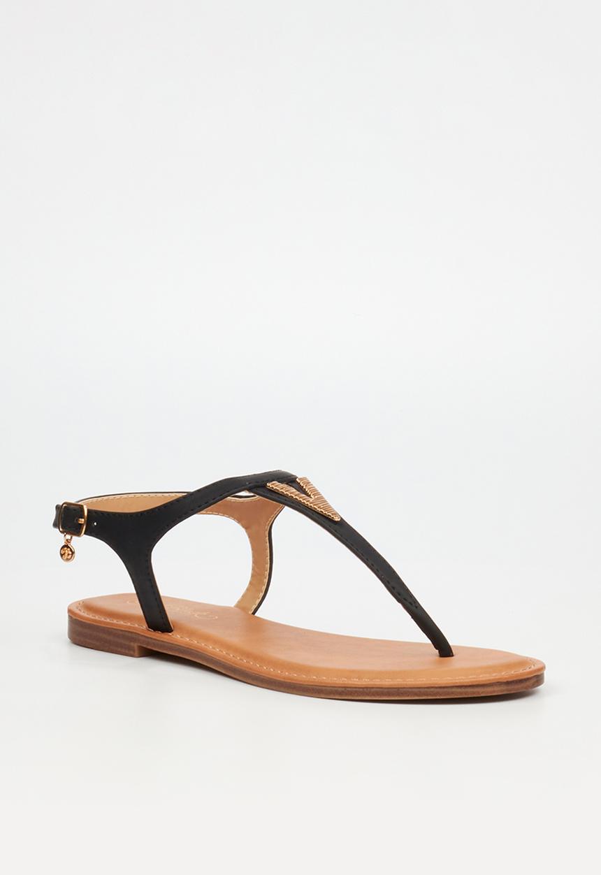 Miss Black - Basil 3 t-bar flat sandal - black