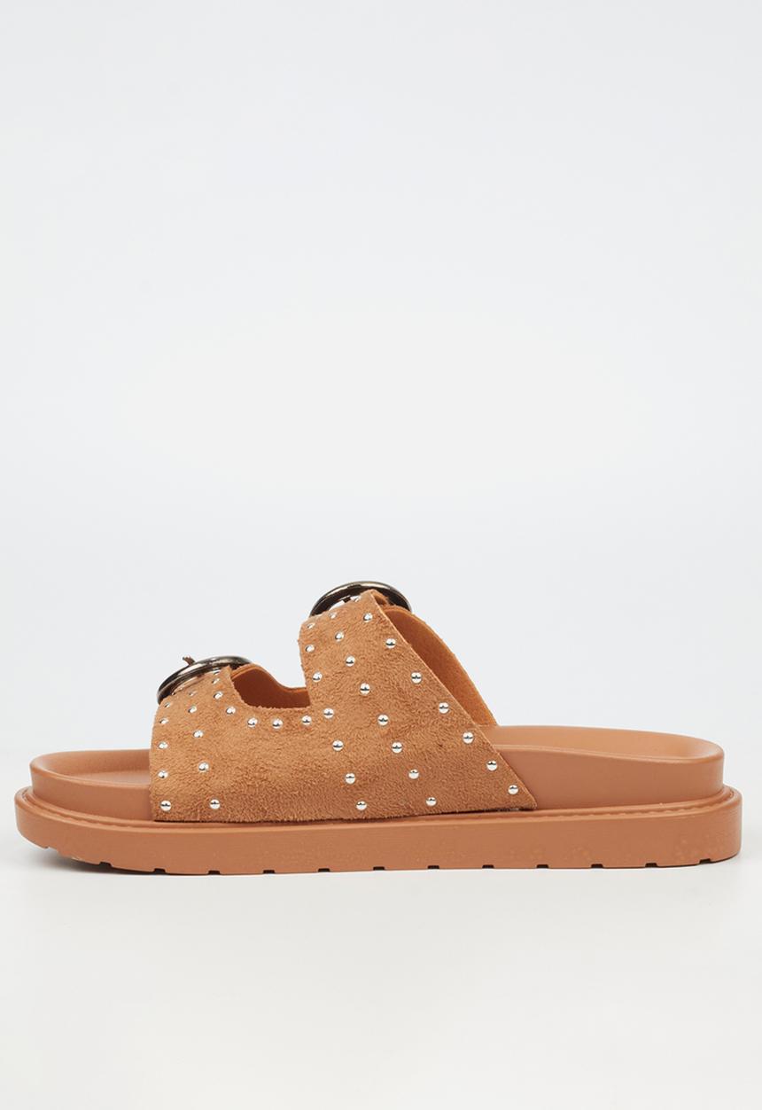 Butterfly Feet - Paloma 2 two strap slide - taupe