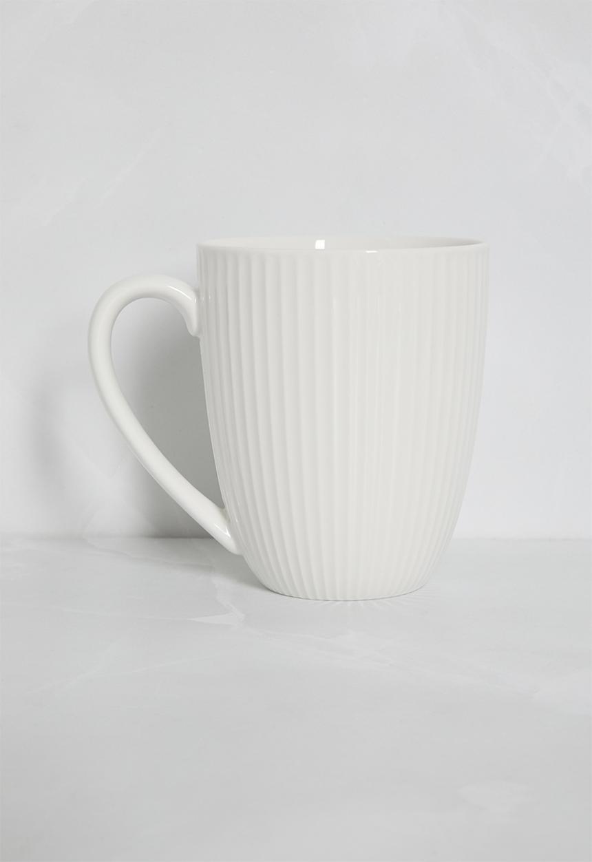 Excellent Houseware - Embossed porcelain mug  set of 4 - white