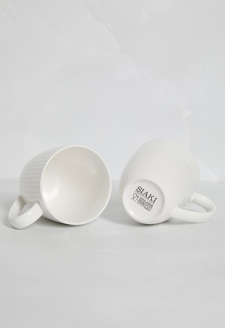 Excellent Houseware - Embossed porcelain mug  set of 4 - white