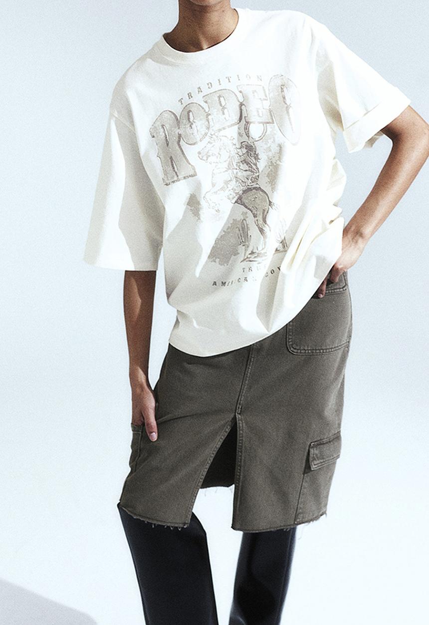 H&M - Oversized T-shirt - cream rodeo