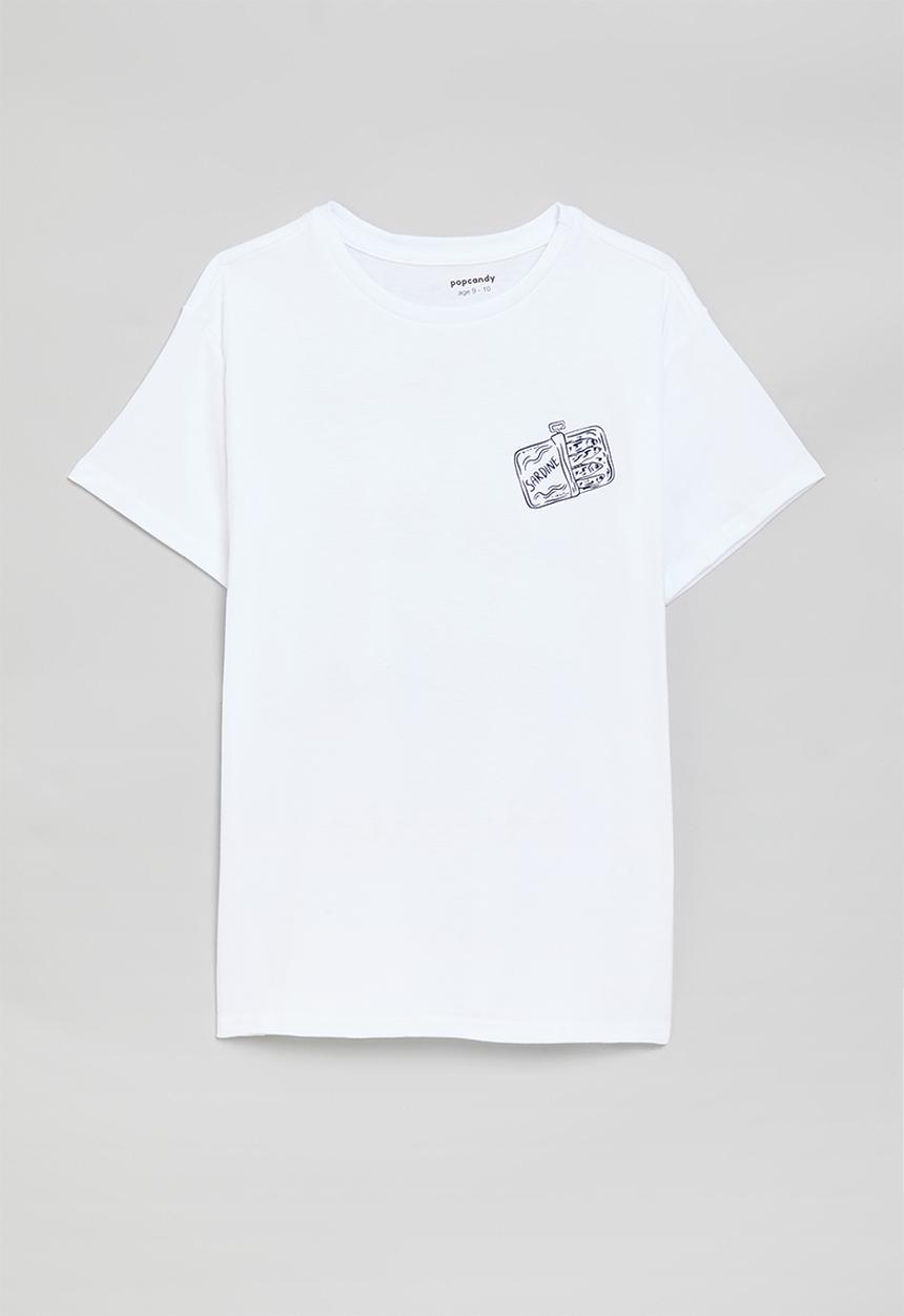 Pop Candy - Placement & graphic print tee - white/navy/red/sardines