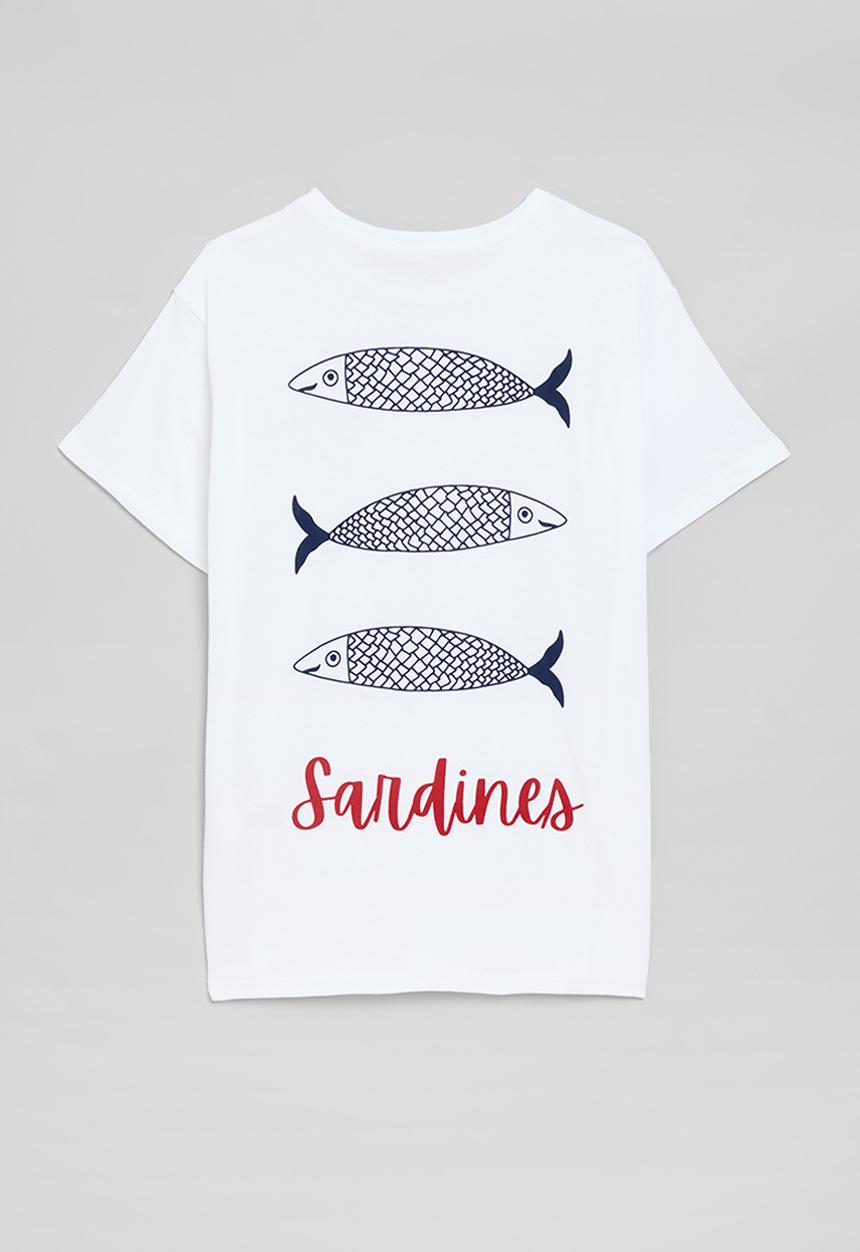Pop Candy - Placement & graphic print tee - white/navy/red/sardines