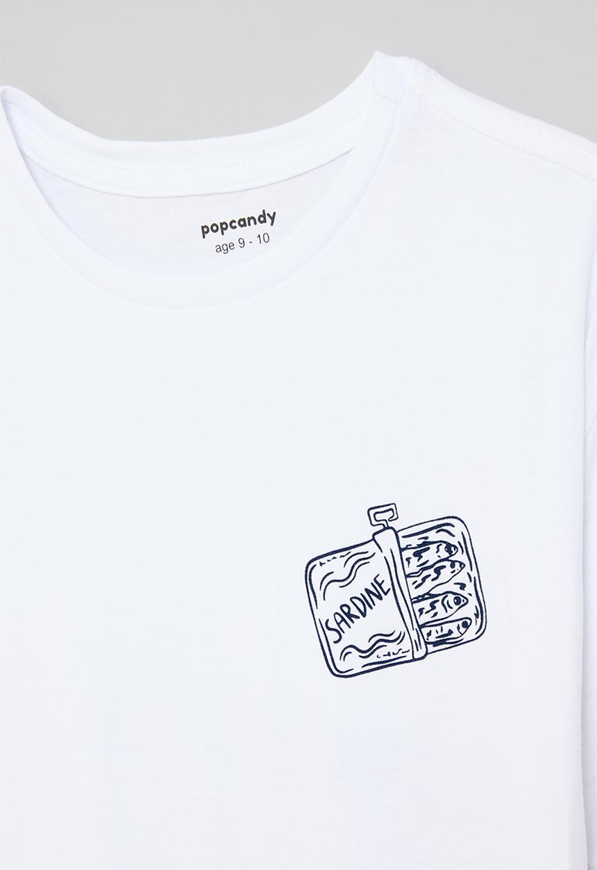 Pop Candy - Placement & graphic print tee - white/navy/red/sardines