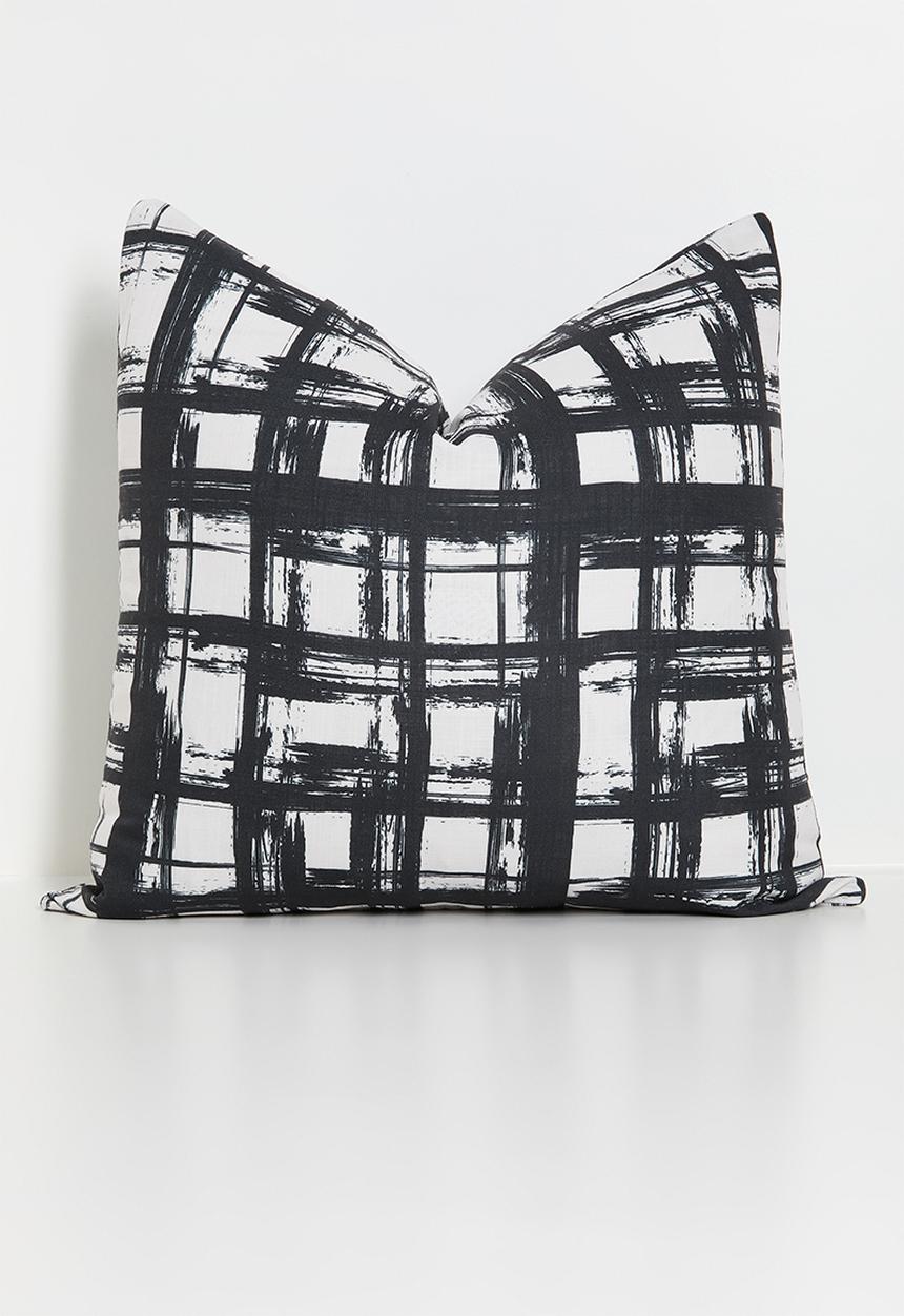 Sixth Floor - Grid Printed Cushion Cover - Natural & Black 