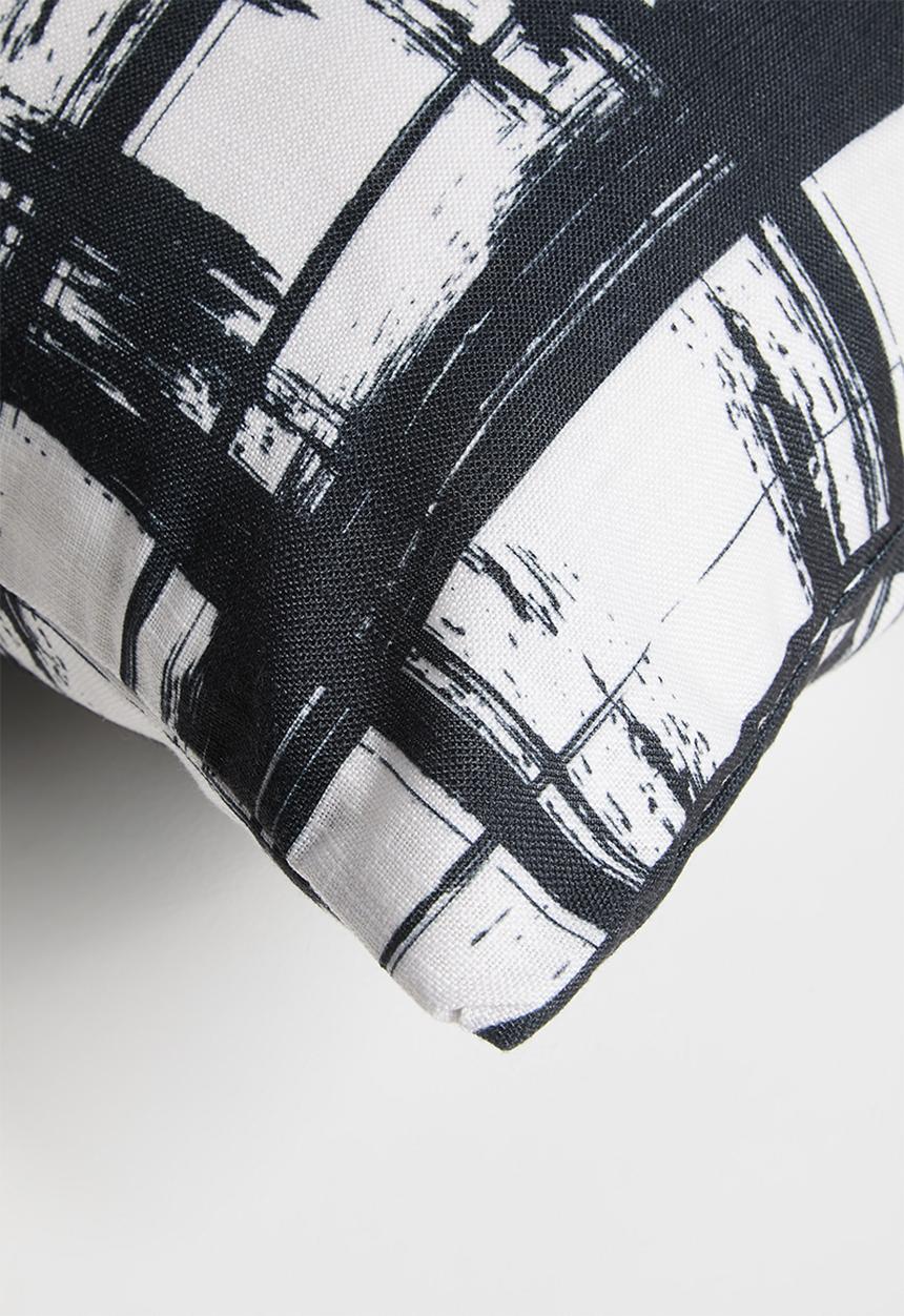 Sixth Floor - Grid Printed Cushion Cover - Natural & Black 