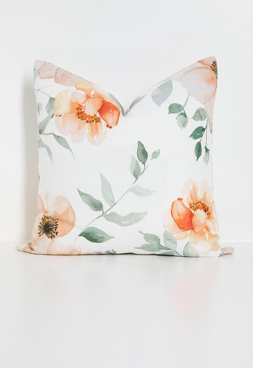Sixth Floor - Floral Printed Cushion Cover - Peach