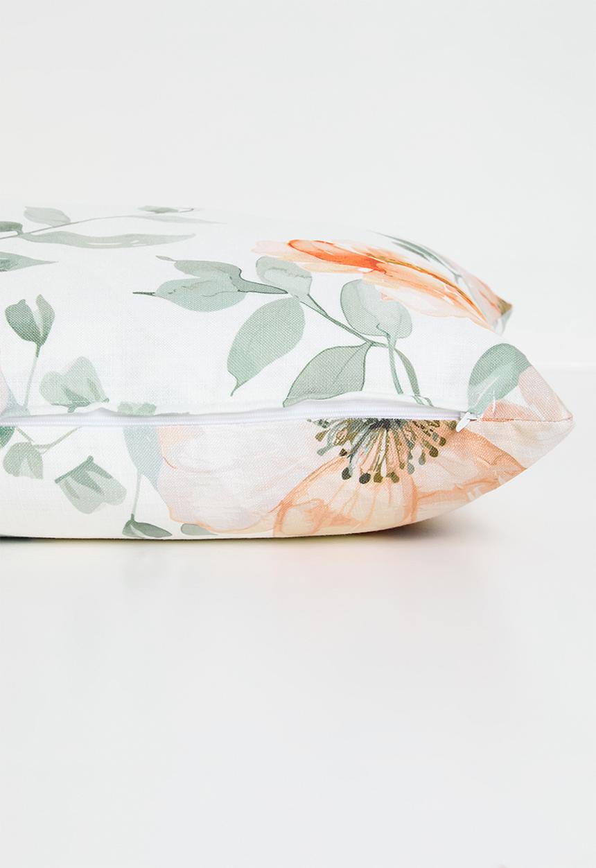 Sixth Floor - Floral Printed Cushion Cover - Peach