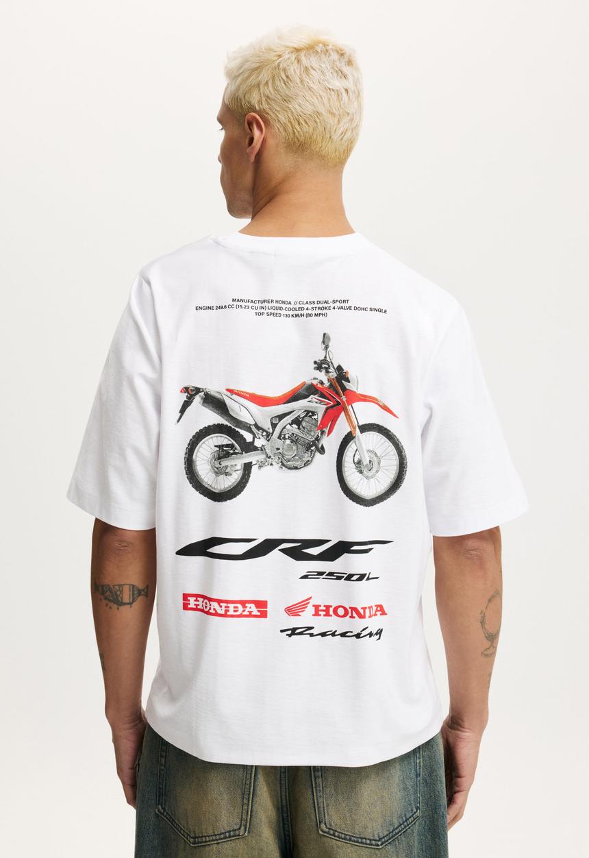 Cotton On - Cropped fit honda x jt racing T-shirt -lcn hon white / honda 