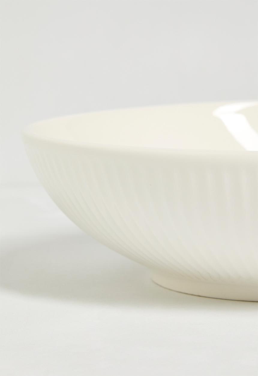 Excellent Houseware - Embossed porcelain pasta bowl set of 4 - white