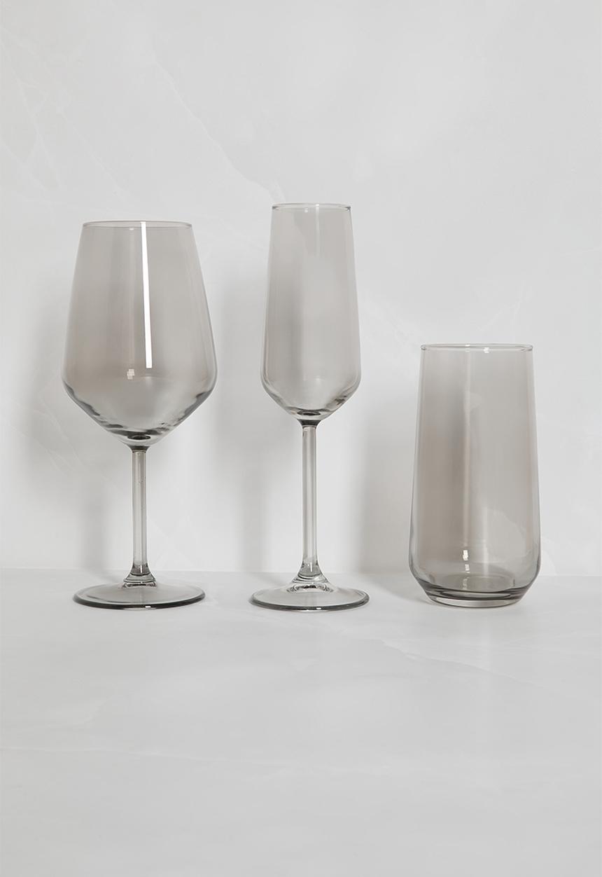 Excellent Houseware - Smoke champagne glass set of 2 - grey