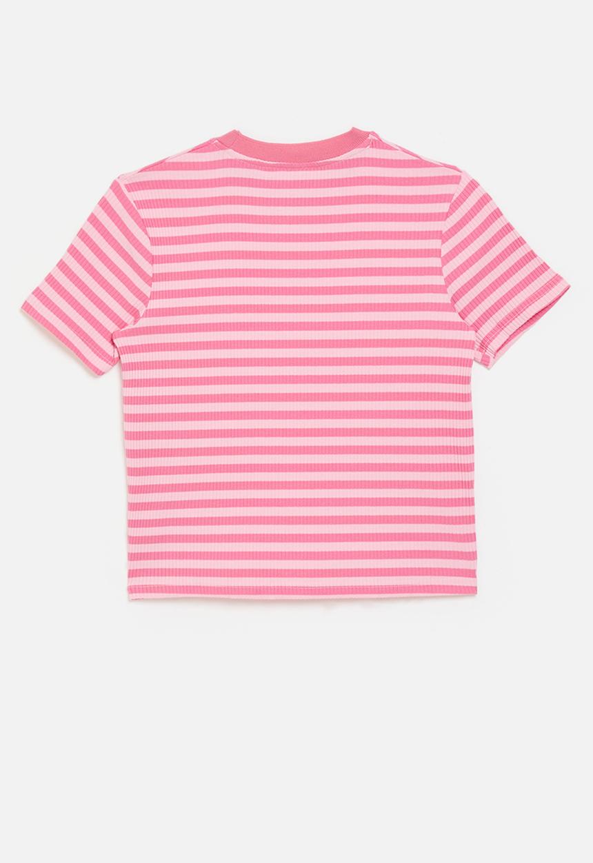 Pop Candy - Rib knit tee - pink stripes