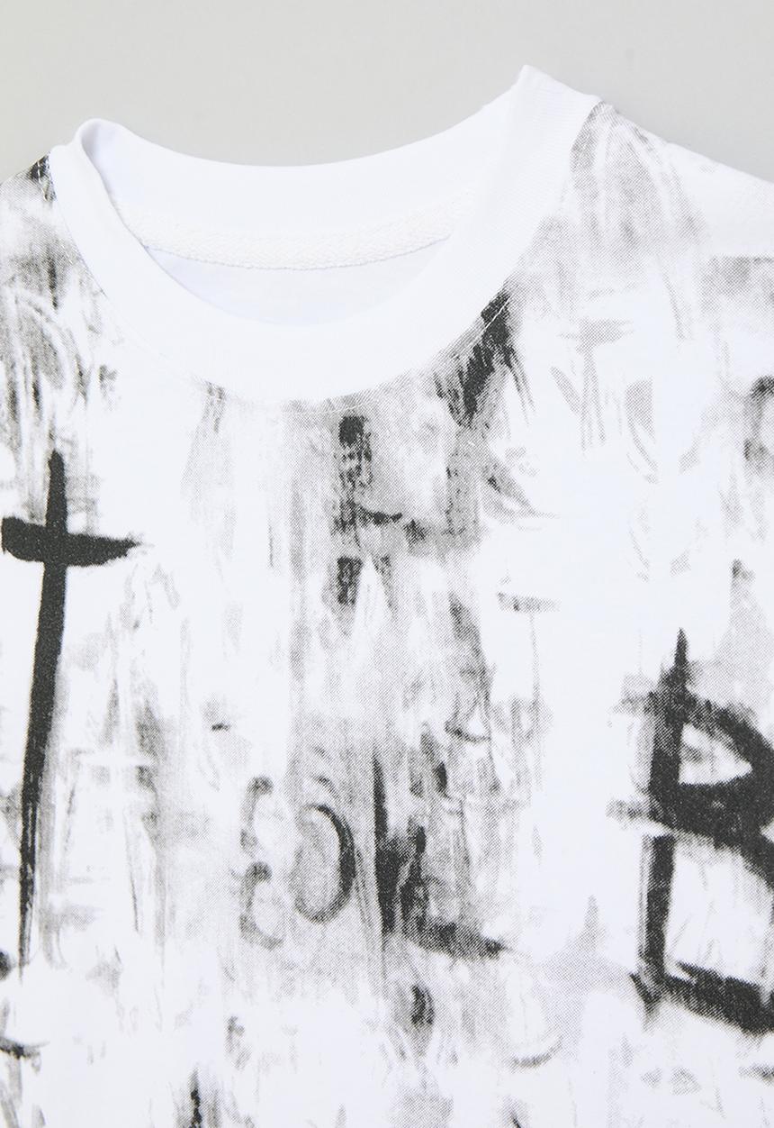 Pop Candy - Abstract print tee - white/black
