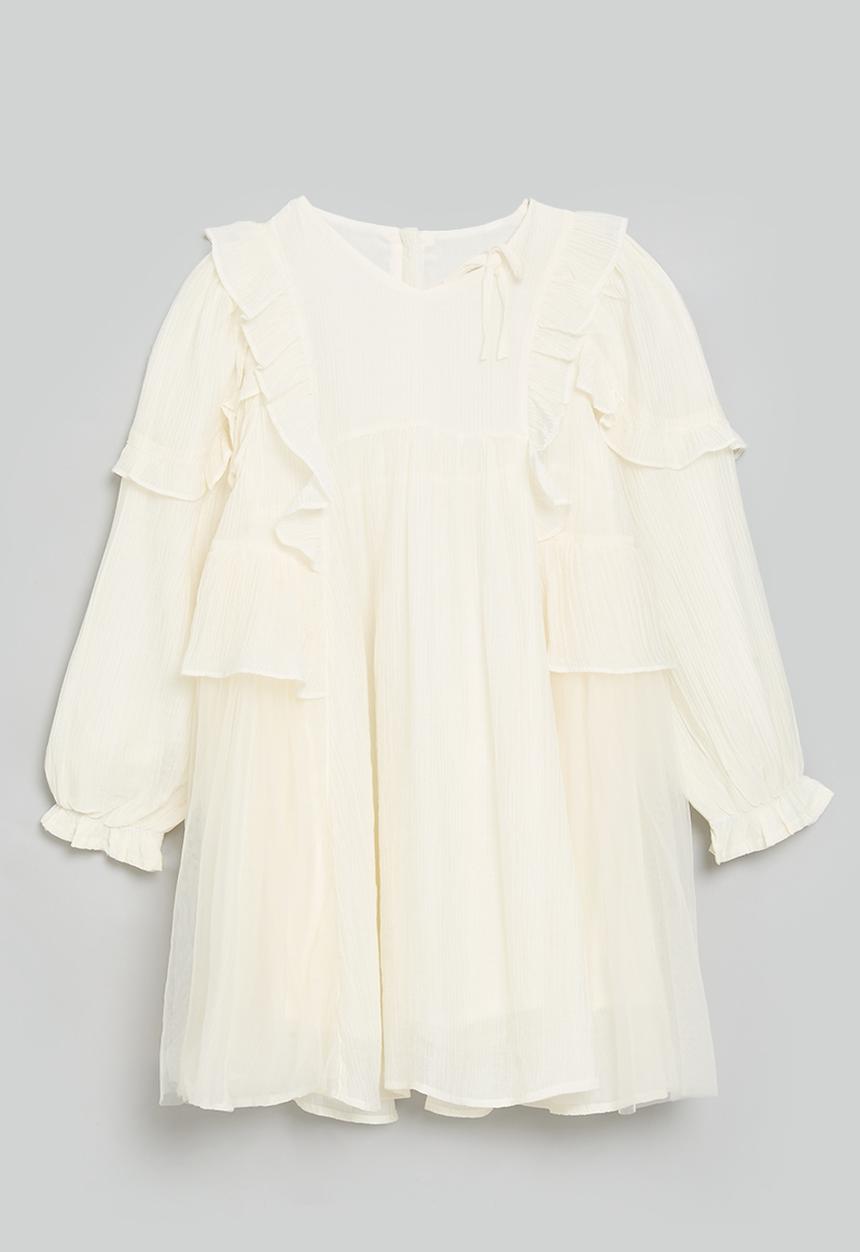 Pop Candy - Frilly boho dress - ivory