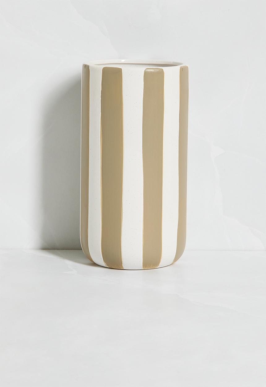H&S - Ceramic Stripe Vase - Natural