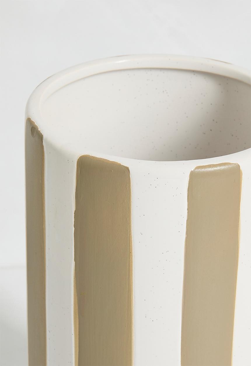H&S - Ceramic Stripe Vase - Natural