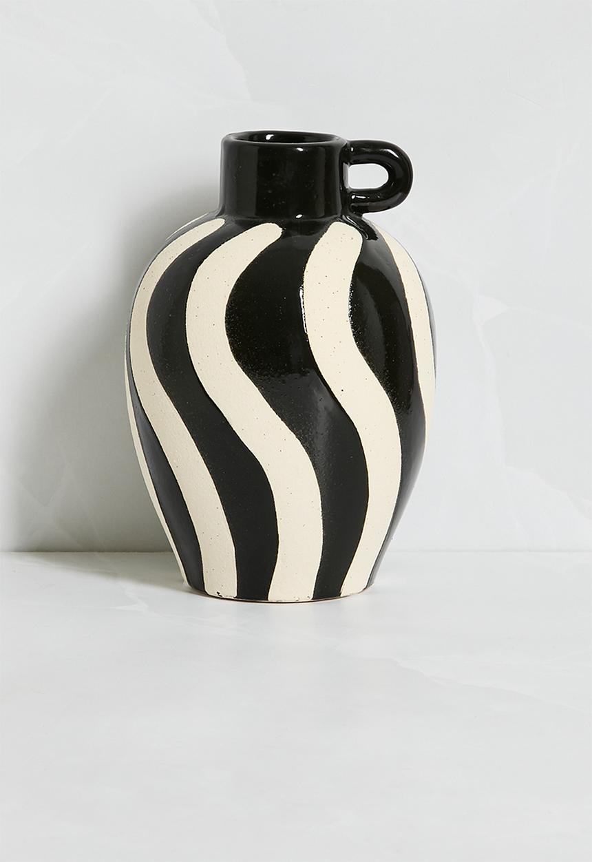 H&S - Ceramic Swirl Vase - Black & White